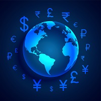 Currency Image with different values of globe